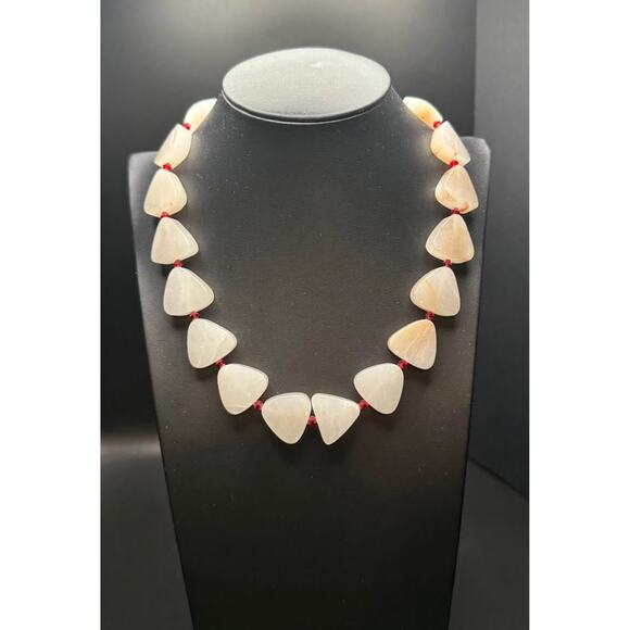 Vintage Geometric White Quartz Stone Collar Necklace - Picture 3 of 9